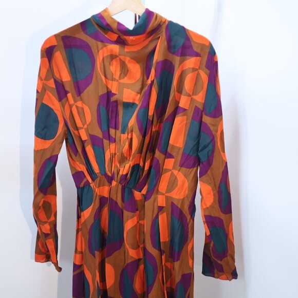 Zara Retro Geometric Print Midi Dress  Size Medium NEW WITH TAG! - Picture 11 of 12